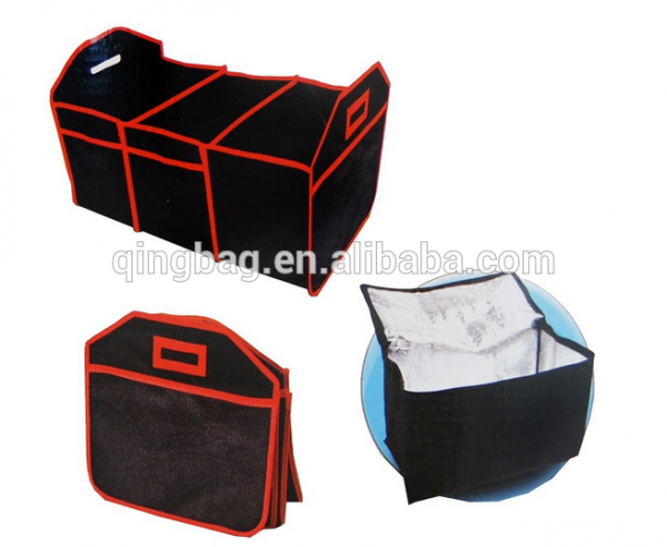 collapsible trunk organizer with removable insulated cooler