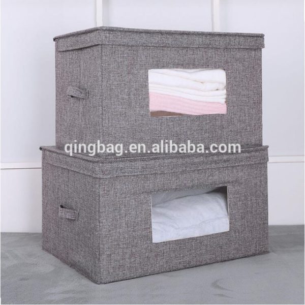 Foldable grey 4 sizes set jute storage packing cube organizer
