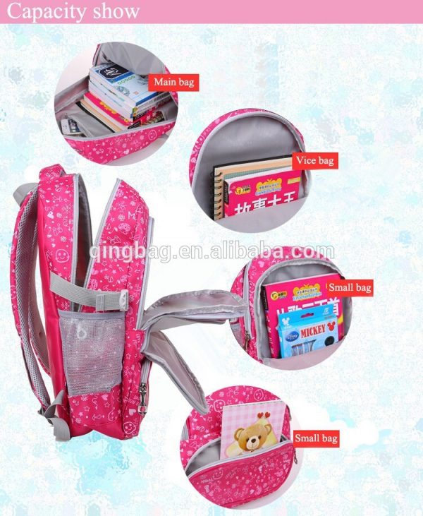High Quality Waterproof Nylon Large Capacity girl pink college Bags