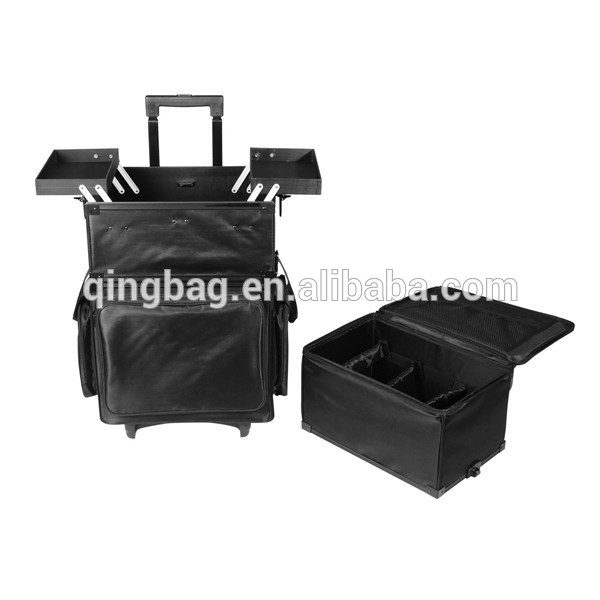 3 in 1 beauty cosmetic professional nylon trolley makeup case
