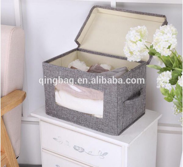 Foldable grey jute storage organizer cubes