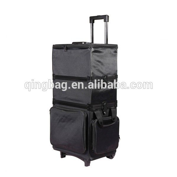 3 in 1 beauty cosmetic professional nylon trolley makeup case