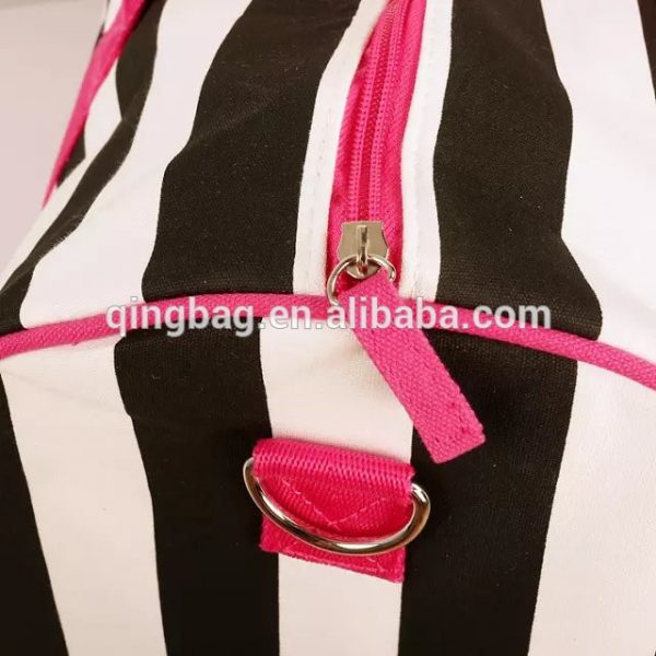 Cheap Canvas Stripe Tote Hand Duffle Bags for Women