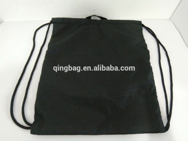 Promotional black reflective strap drawstring bags