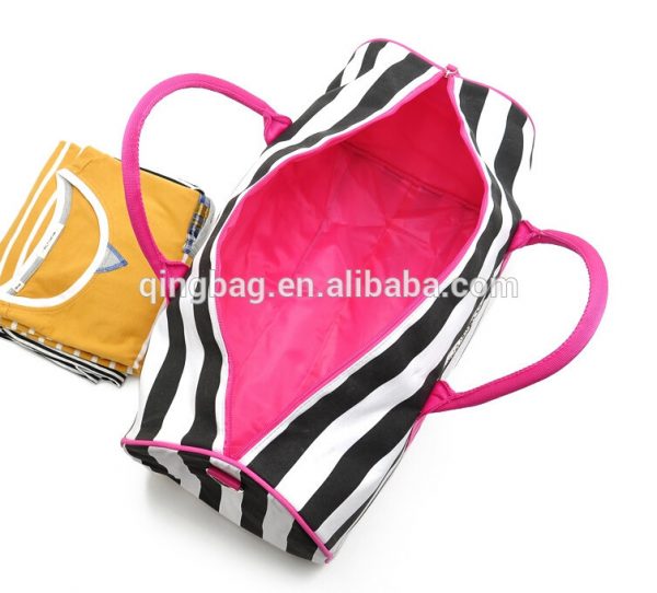 Cheap Canvas Stripe Tote Hand Duffle Bags for Women