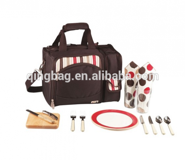 Hot Design 2 Person Picnic cooler Bag with stainless steel cutlery