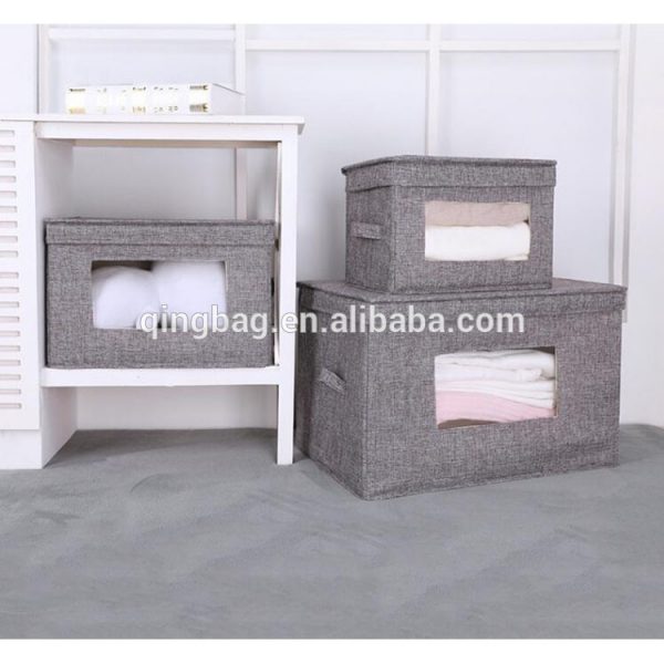 Foldable grey 4 sizes set jute storage packing cube organizer