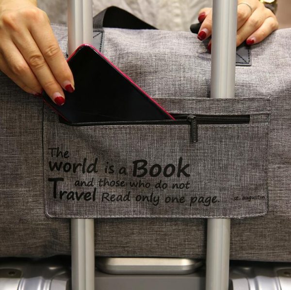 Elegant traveling snowflake handbag, sport shoulder bag design on trolley suitcase