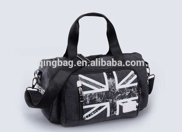 Custom canvas gym sports bag,weekend travel bag with shoes compartment