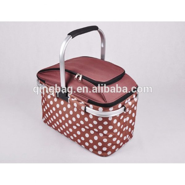 Outdoor camping insulated picnic cooler basket