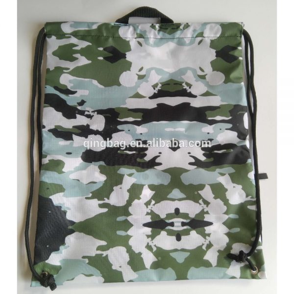 Promotional black reflective strap drawstring bags