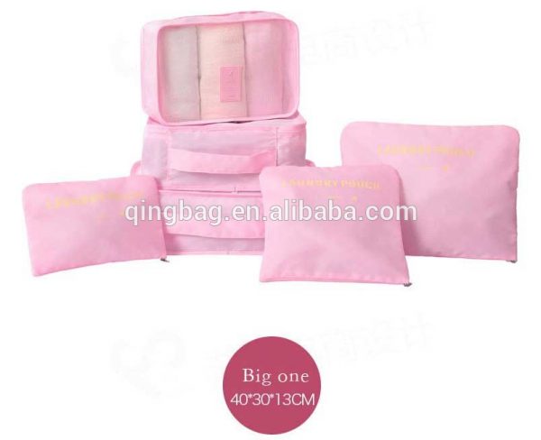 6 Organizers traveling Car Packing Cubes Set with laundry pouches pink