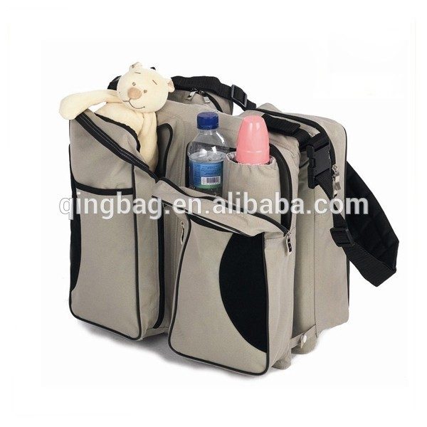 Foldable baby diaper bag can be baby bed when unfold