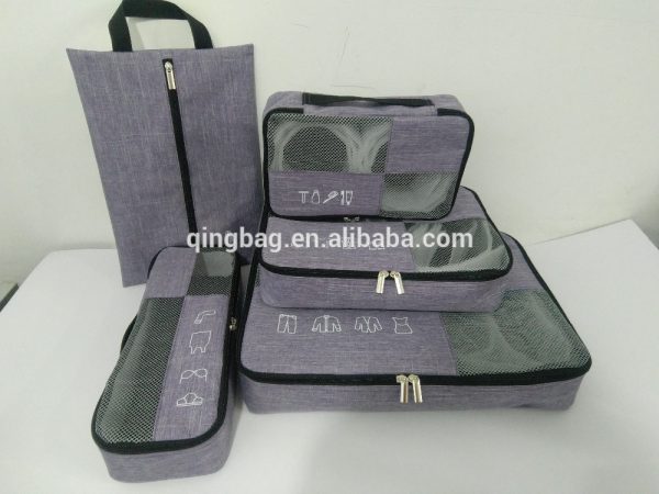 Customized promotional travel packing cubes 5 pieces with shoes bag