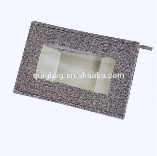 Foldable grey 4 sizes set jute storage packing cube organizer
