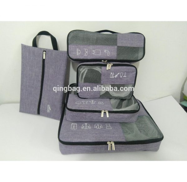 Customized promotional travel packing cubes 5 pieces with shoes bag