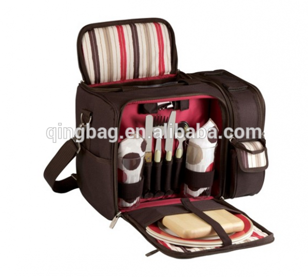 Hot Design 2 Person Picnic cooler Bag with stainless steel cutlery