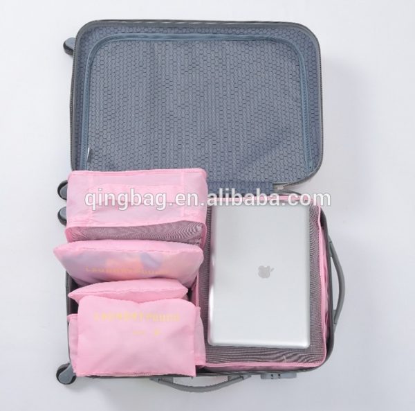 6 Organizers traveling Car Packing Cubes Set with laundry pouches pink