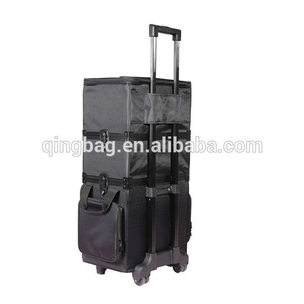 3 in 1 beauty cosmetic professional nylon trolley makeup case