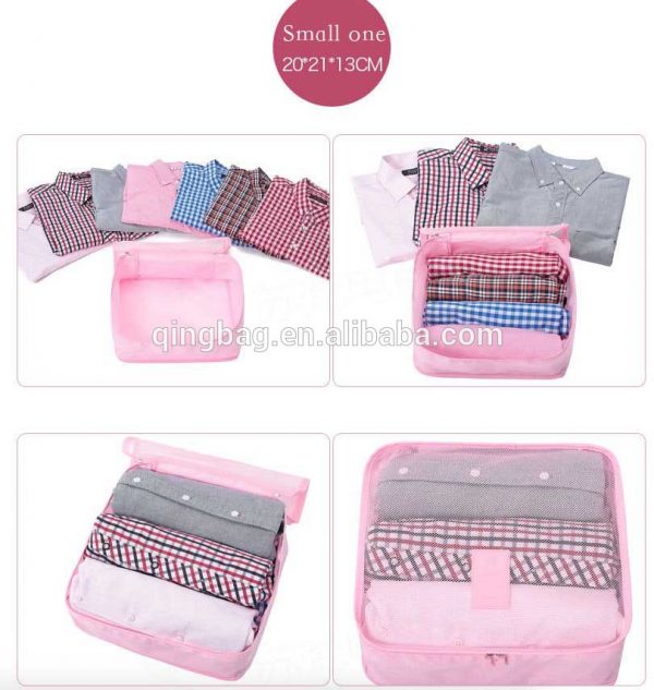 6 Organizers traveling Car Packing Cubes Set with laundry pouches pink