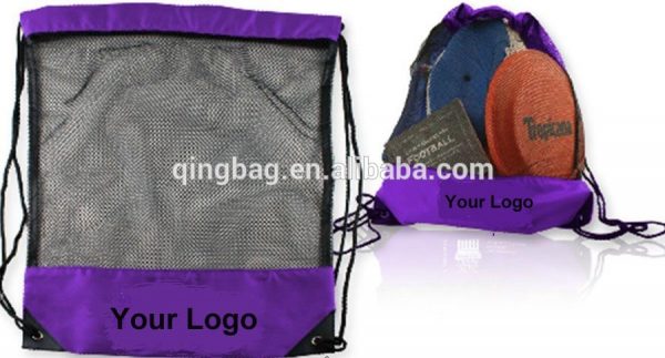 Fashion polyester with mesh pocket drawstring bag,drawstring backpack