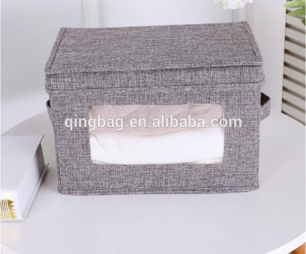 Foldable grey jute storage organizer cubes