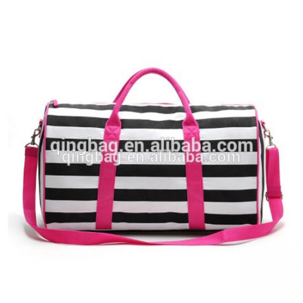 Cheap Canvas Stripe Tote Hand Duffle Bags for Women