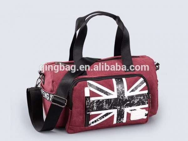 Custom canvas gym sports bag,weekend travel bag with shoes compartment