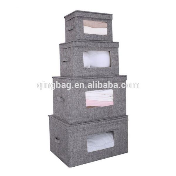 Foldable grey 4 sizes set jute storage packing cube organizer