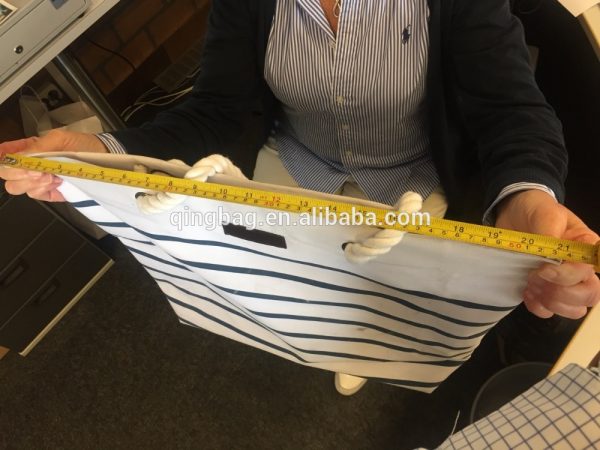 Best selling fashion striped beach bag with high quality cotton handle