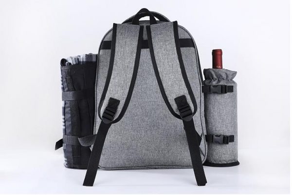 Wine bottle outdoor picnic cooler backpack with picnic mat