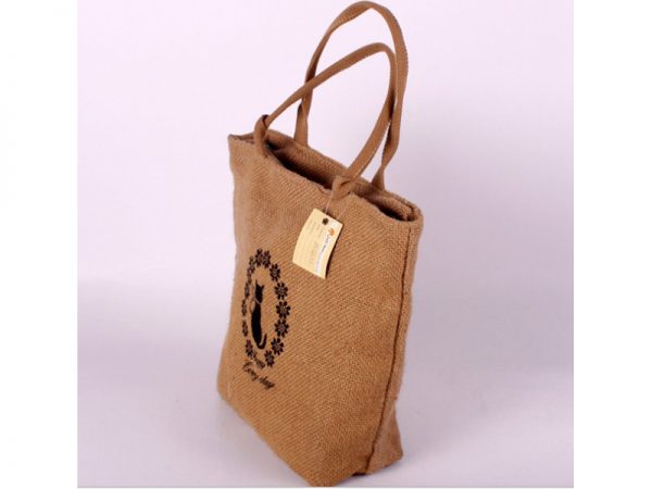 Custom degradable material, natural jute fiber shopping bag, fold-able shopping jute bag, tote bag