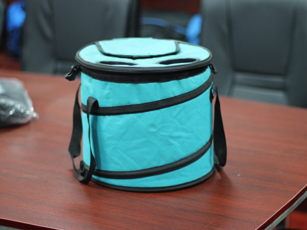 Factory made barrel picnic cooler bag for outdoor picnic camping insulated with two bottle holders foldable