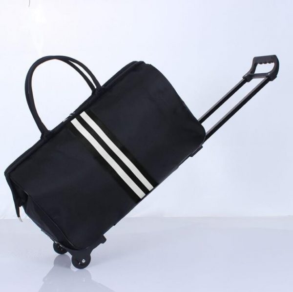 Slim travel bag with wheels black color with logo printing