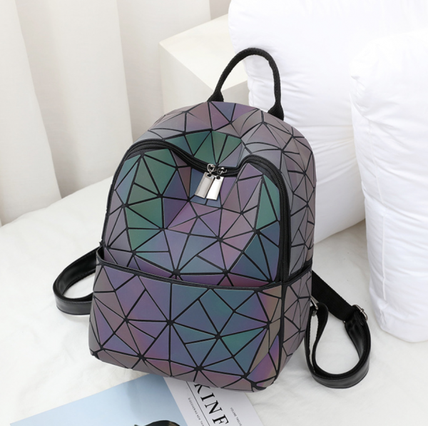 Shiny unisex waterproof reflective backpack backpack holographic laser USB backpack