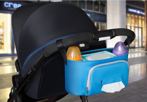 Black Baby stroller bag organizer, for bob stroller padded with insulated bottle pocket