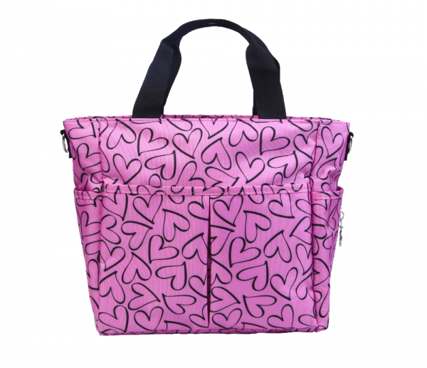 Custom lady tote bag waterproof woman handbag in heart icons