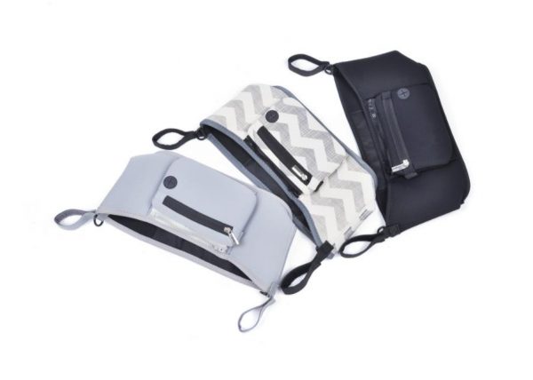 Baby stroller organizer bag microfiber double compartments black
