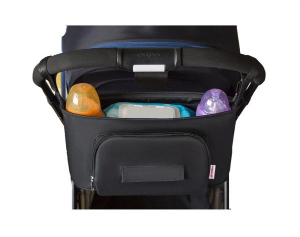 Black Baby stroller bag organizer, for bob stroller padded with insulated bottle pocket