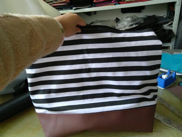 Custom Large capacity Stripe Cotton women's tote beach bag various printing for choice