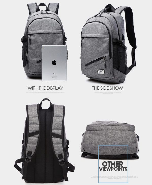 Casual sport backpack with USB Charging Port and front mesh to pack basketball,football,rugby ball