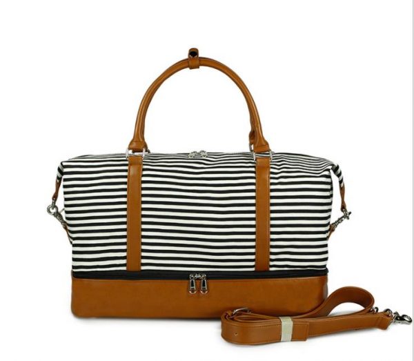 Custom wholesale fold-able travel canvas sports duffel bag tote style with big compartment