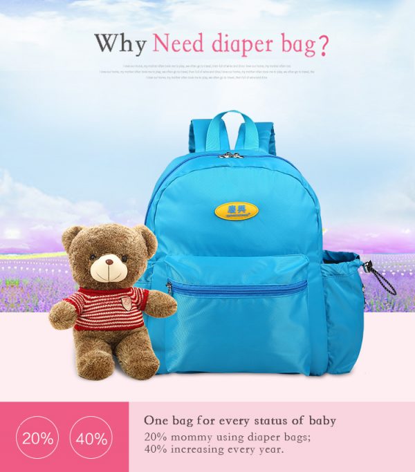Sky Blue Diaper Bag Backpack, For Mother Multi-function Maternity Nappy Baby Travel Bags For Mummy