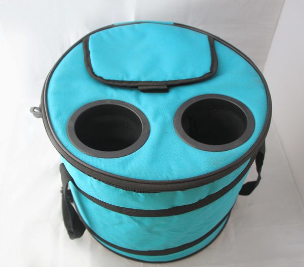 Factory made barrel picnic cooler bag for outdoor picnic camping insulated with two bottle holders foldable