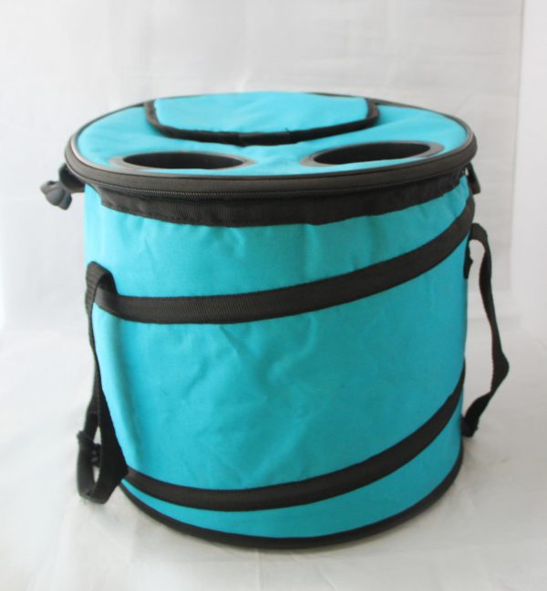 Factory made barrel picnic cooler bag for outdoor picnic camping insulated with two bottle holders foldable