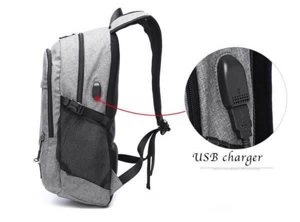 Casual sport backpack with USB Charging Port and front mesh to pack basketball,football,rugby ball
