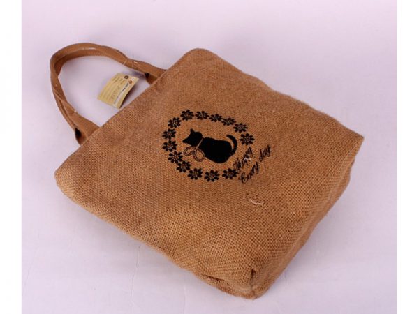 Custom degradable material, natural jute fiber shopping bag, fold-able shopping jute bag, tote bag