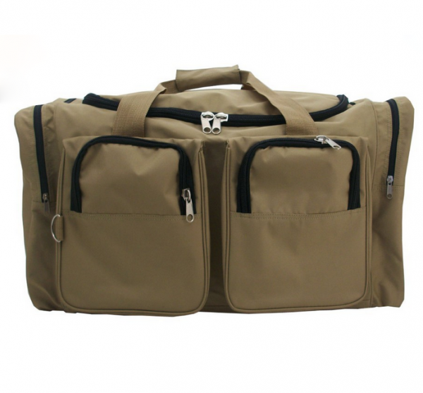 High quality fold-able canvas duffel bag with two front zipper pocket canvas sport bag