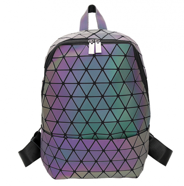 Holographic laser Leather Backpack Travel Casual Daypack
