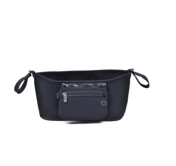 Baby stroller organizer bag microfiber double compartments black